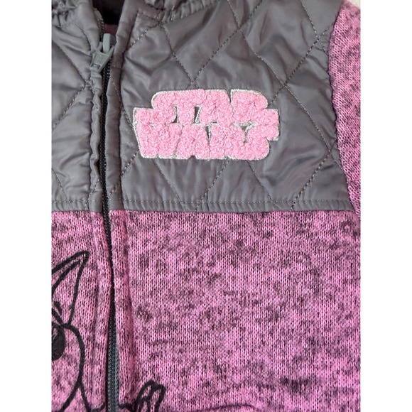 Kids Star Wars Grogu The Child Fleece Lined Hoodie Jacket Zip Up Pink Gray 4T - Picture 5 of 5